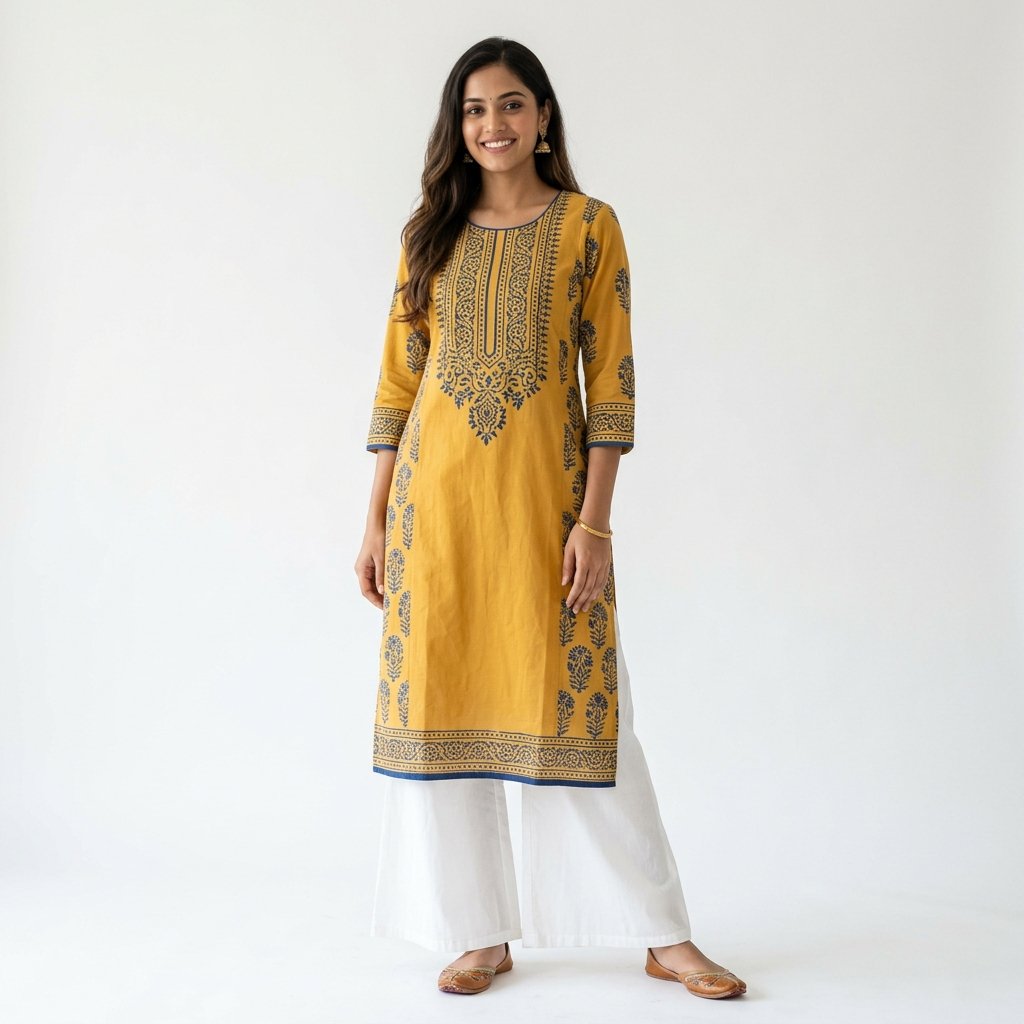 White Cotton A-Line Everyday Kurti