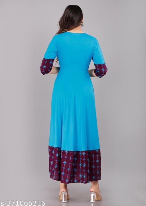 SANGANERI KURTI Anarkali Kurti Latest Anarkali Kurti Lowest Blue Chinkenkari Anarkali Jaipuri Anarkali kurti [ – view 3