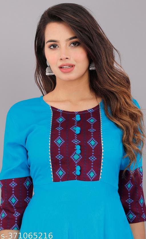 SANGANERI KURTI Anarkali Kurti Latest Anarkali Kurti Lowest Blue Chinkenkari Anarkali Jaipuri Anarkali kurti [ – view 2