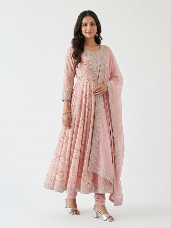 Pink Georgette Anarkali Suit