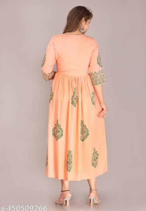 Trendy Rayon Kurti hand block Printed ethnic kurti kurtas for women – view 2
