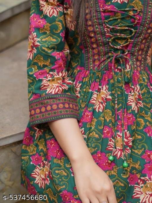 Tops & Tunics | Kurti and Kurtas | top for girls | top | Floral Printed V-Neck Tie-Ups Peplum Cotton Top | printed top for women | Casual Wear Kurti | floral printed kurti | short kurti for women | short kurti for girls | daily wear top | designer kurti for women | Printed Cotton Kurti – view 4
