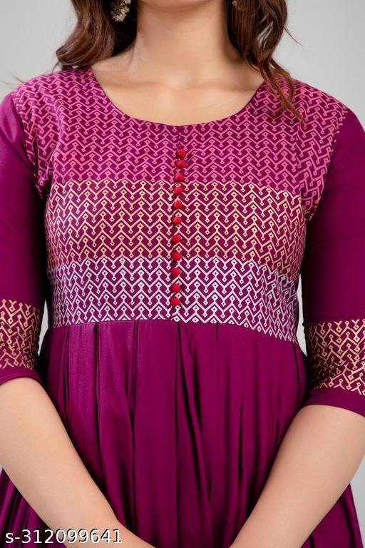 Women Rayon Printed Aaradhya Anarkali Kurtis – view 3