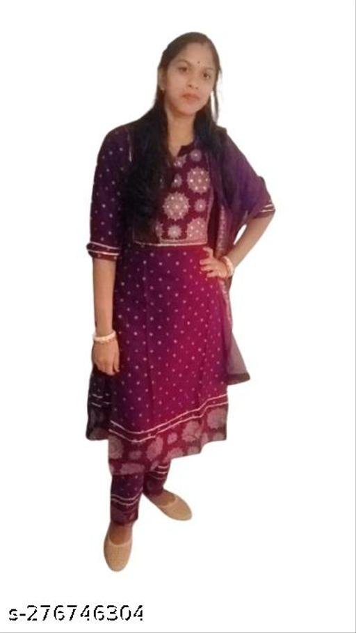 Anarkali Dupatta Set" Women's Printed "Anarkali Kurti" & Pant Dupatta Set – view 2