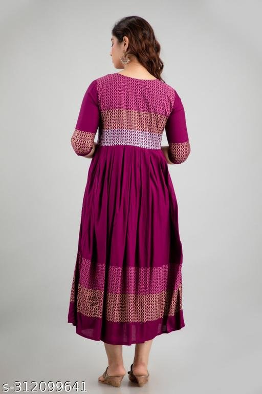 Women Rayon Printed Aaradhya Anarkali Kurtis – view 4