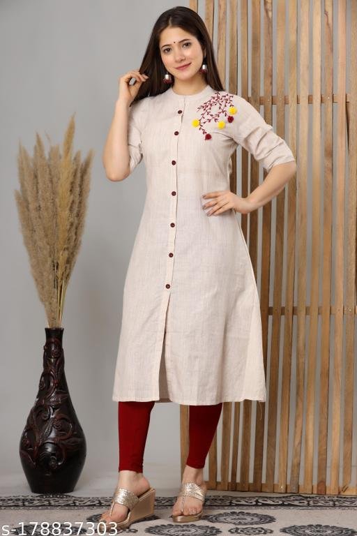 Womens Cotton embroidery A-line kurtis – view 3