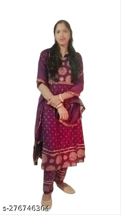 Anarkali Dupatta Set" Women's Printed "Anarkali Kurti" & Pant Dupatta Set – view 3