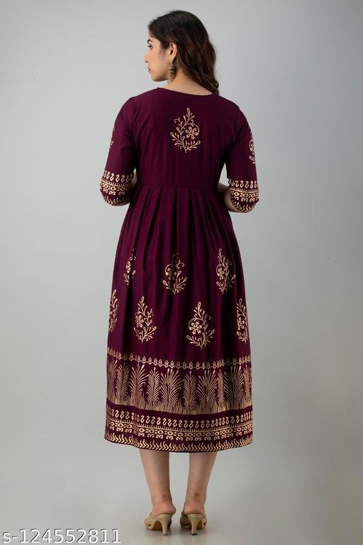 Women's Rayon Printed Trendy Anarkali Long Flared Kurti – view 2