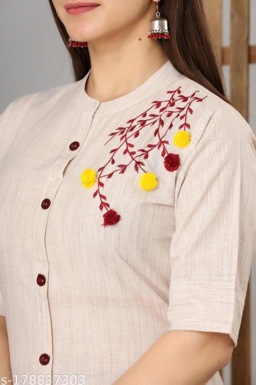 Womens Cotton embroidery A-line kurtis – view 4
