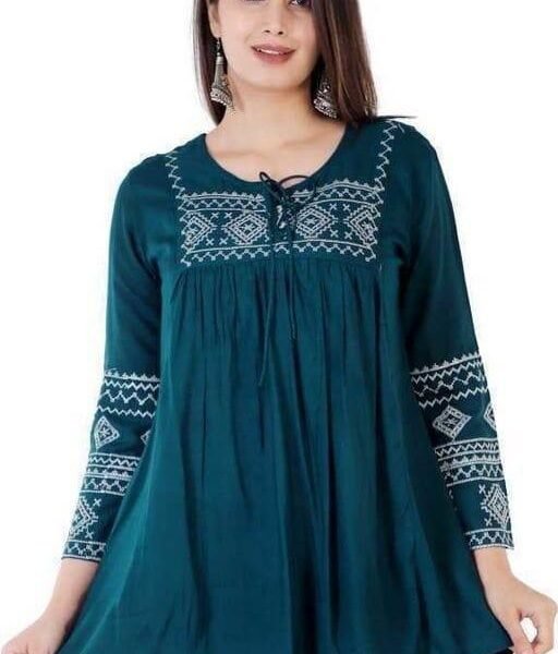 teal blue embroidered kurta