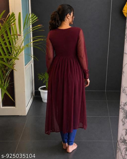 western kurti for women,modern kurti for girls, long kurti with jeans, full sleeves long kurti, designer long kurti top, straight fit long kurti, party wear long kurti, casual long kurti for girl – view 3