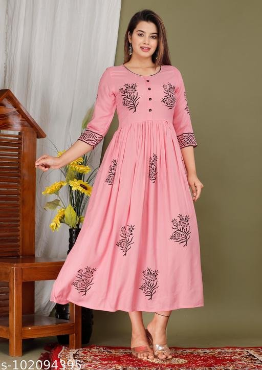 Eshanay Fashion Women's Beautiful Rayon Printed Round Neck Kurta With Block Print Design Jaipuri kurti – view 4