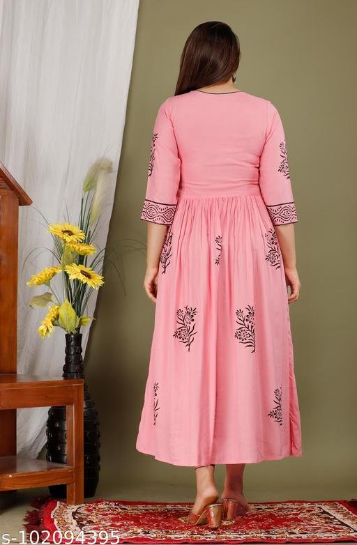 Eshanay Fashion Women's Beautiful Rayon Printed Round Neck Kurta With Block Print Design Jaipuri kurti – view 3