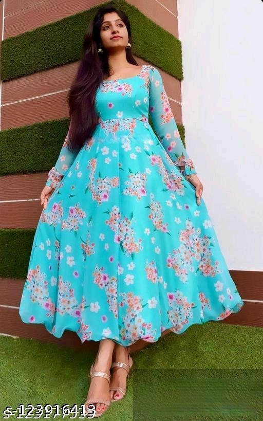 sky blue colour printed dress