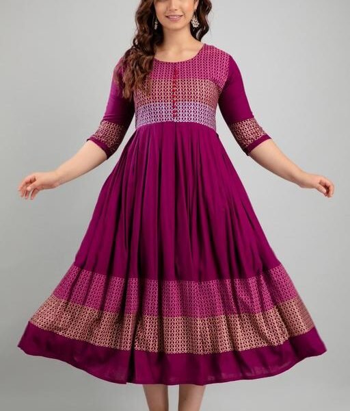 Women Rayon Printed Aaradhya Anarkali Kurtis