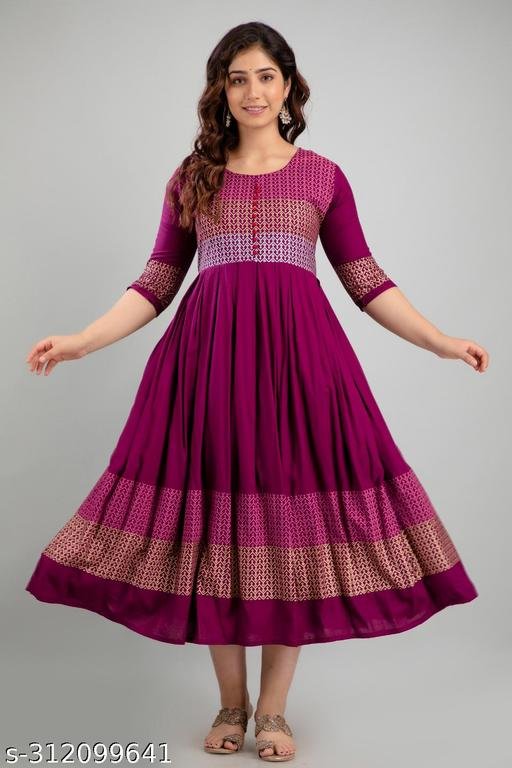 Women Rayon Printed Aaradhya Anarkali Kurtis