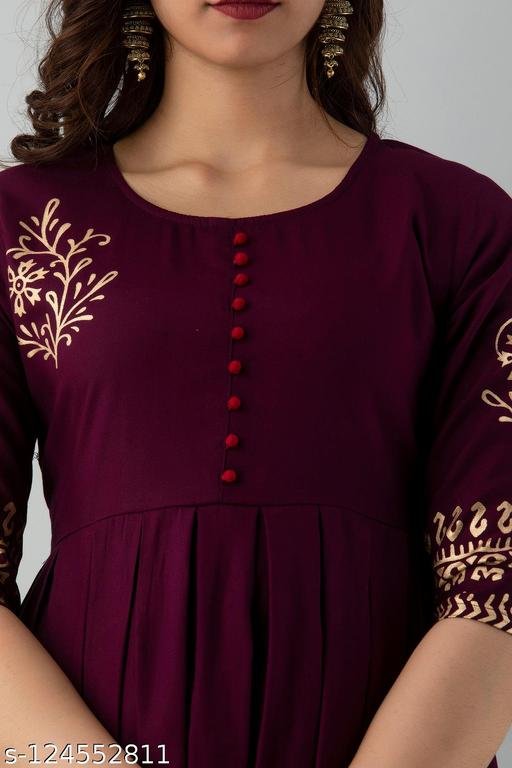 Women's Rayon Printed Trendy Anarkali Long Flared Kurti – view 4