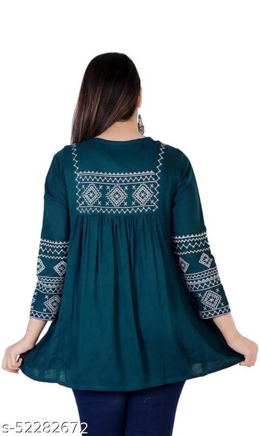 teal blue embroidered kurta – view 4