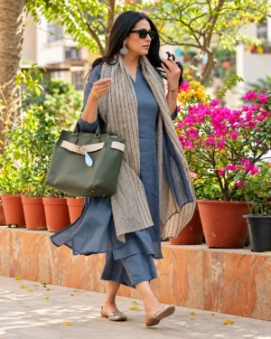 Blue Cotton Blend Kurta Pant Dupatta Set for Women, Daily Wear