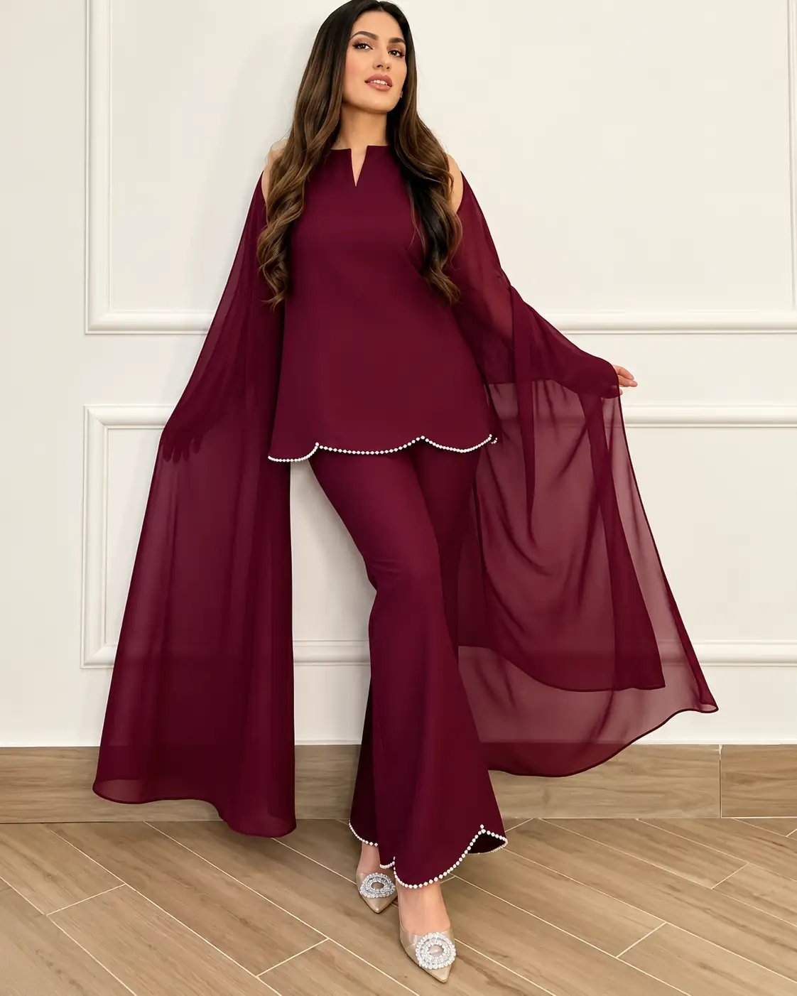Purple Chanderi Silk Co-ord Set with Dupatta for Women, Party - Image 2