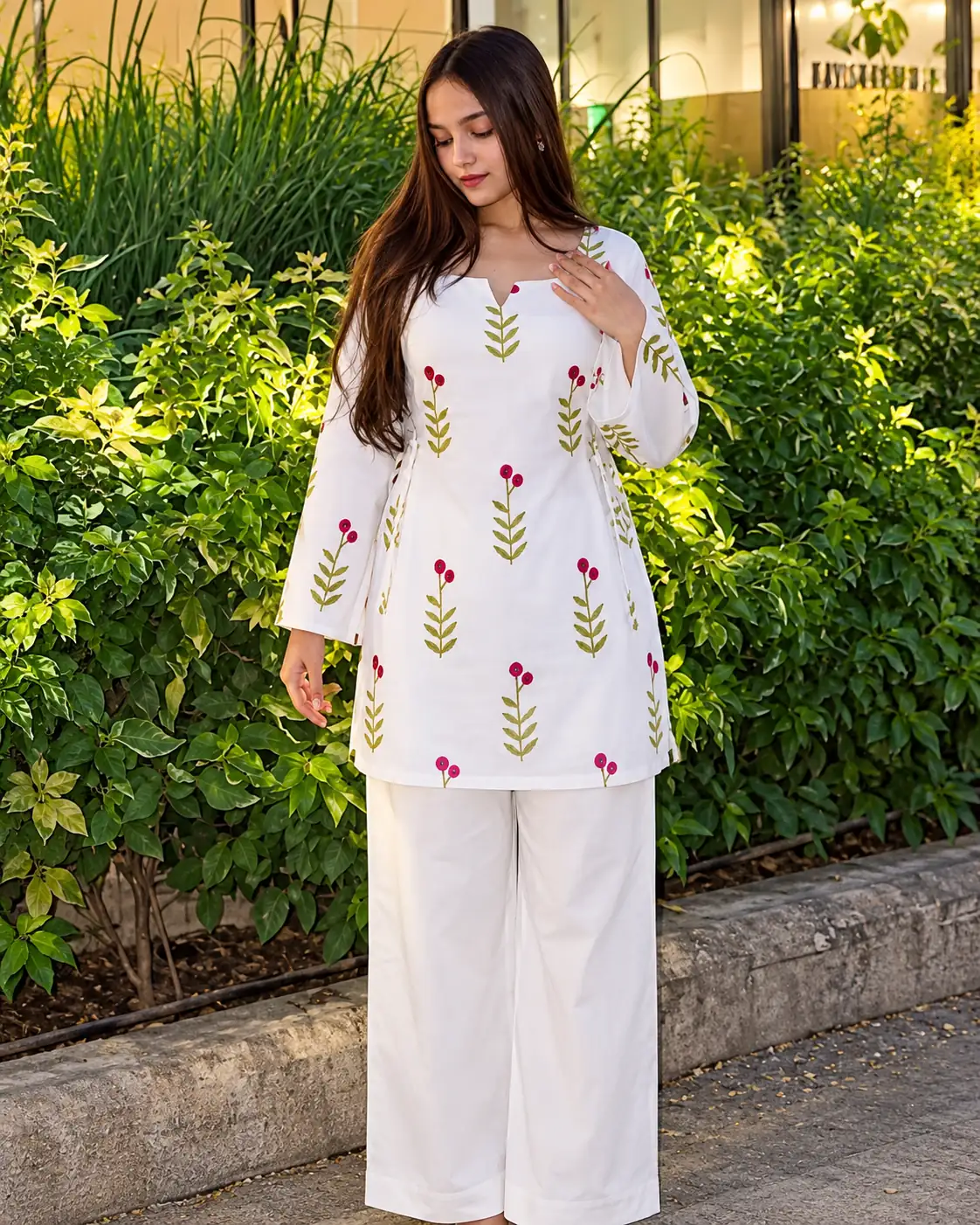 White Jaipuri Printed Rayon Kurti for Women, Daily Wear - Image 3