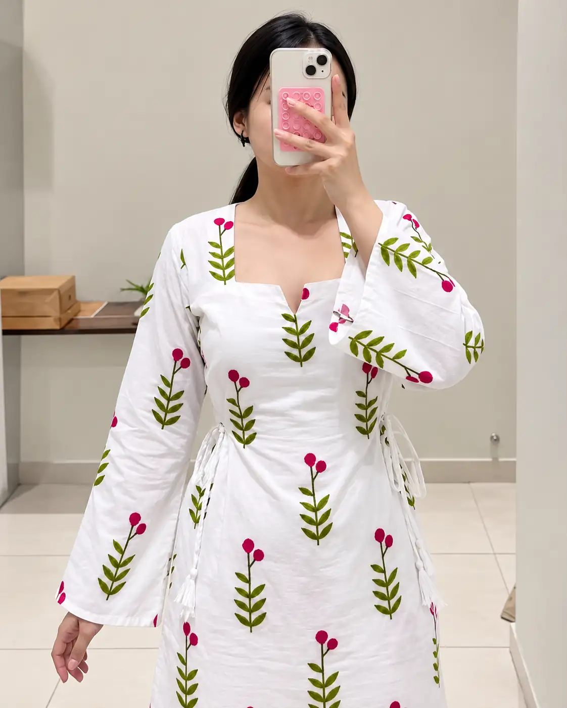 White Jaipuri Printed Rayon Kurti for Women, Daily Wear