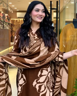 printed kurta and dupatta with palazzos